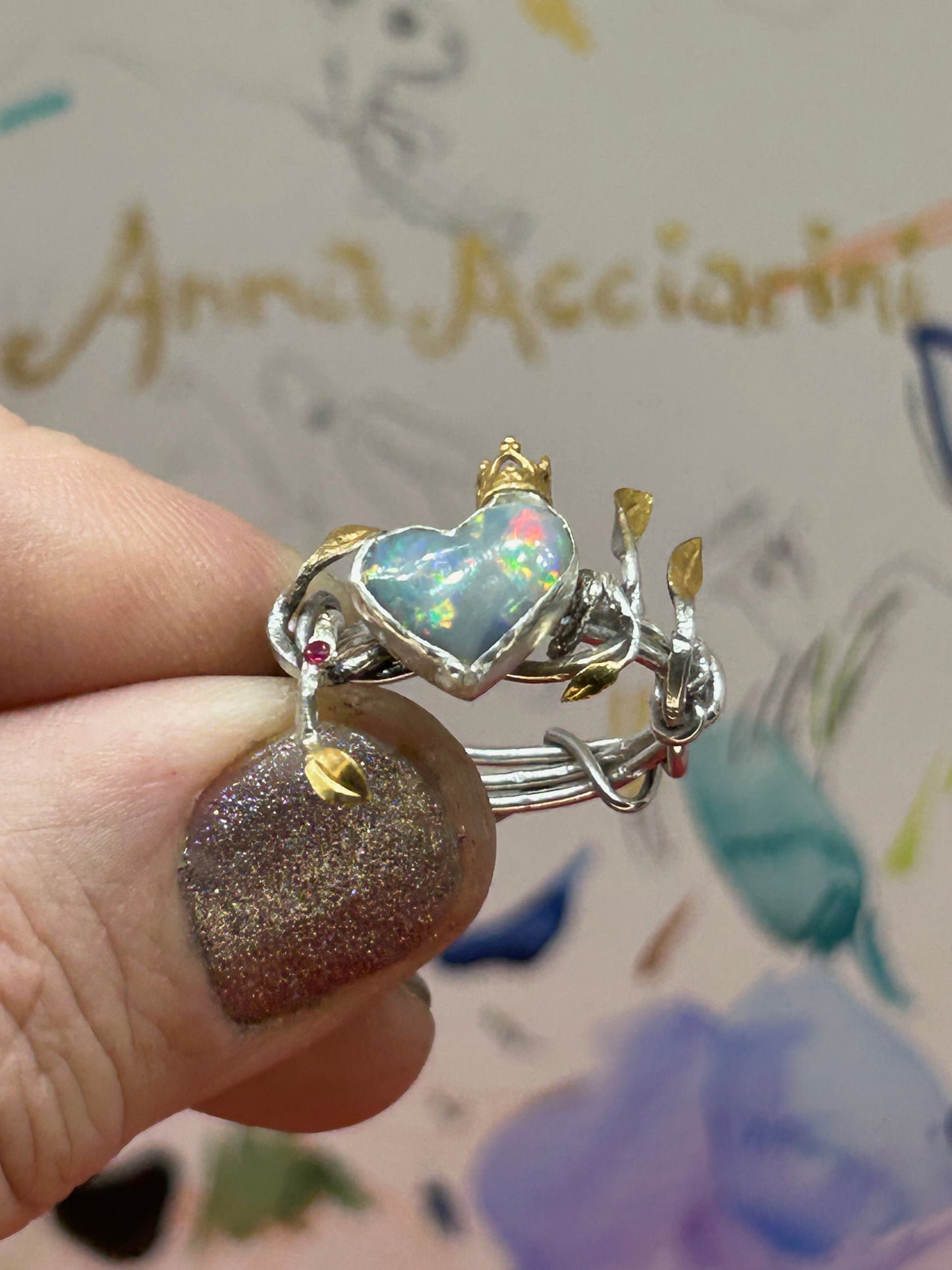 Queen of Hearts, Opal vine ring