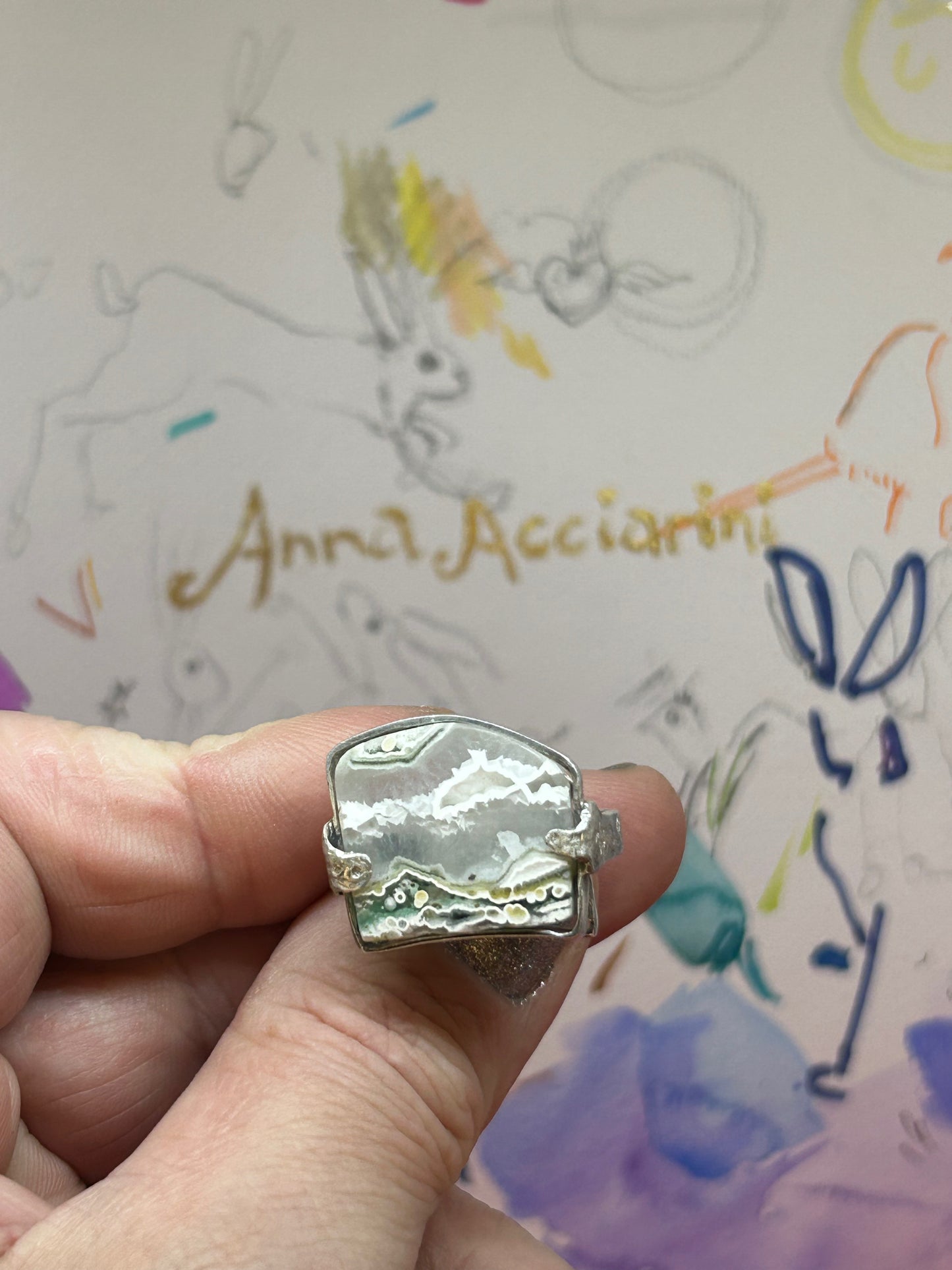 'Cresting Wave' Ocean Jasper Silver Ring