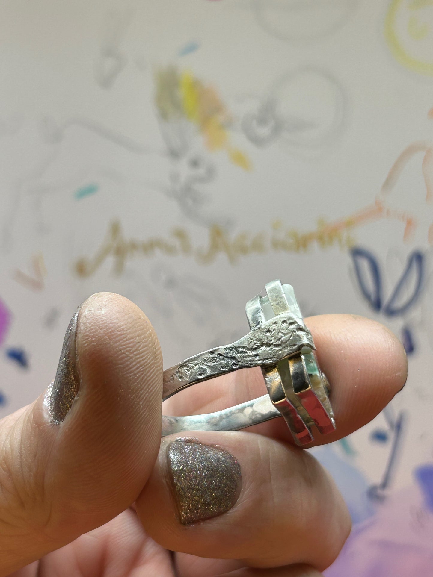 'Cresting Wave' Ocean Jasper Silver Ring