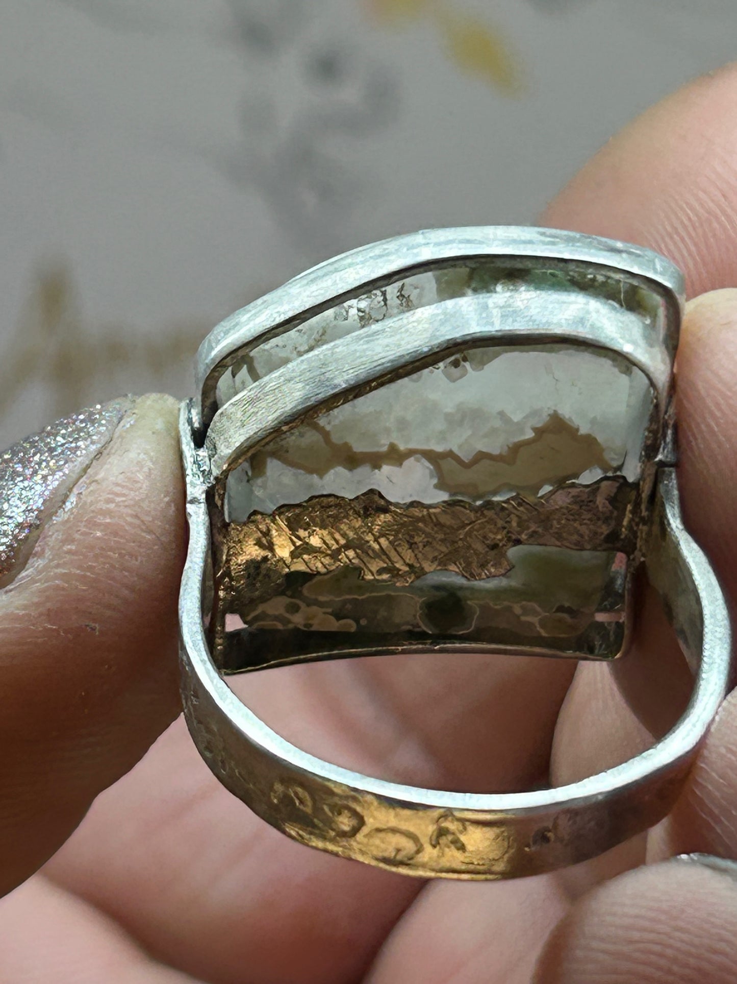 'Cresting Wave' Ocean Jasper Silver Ring