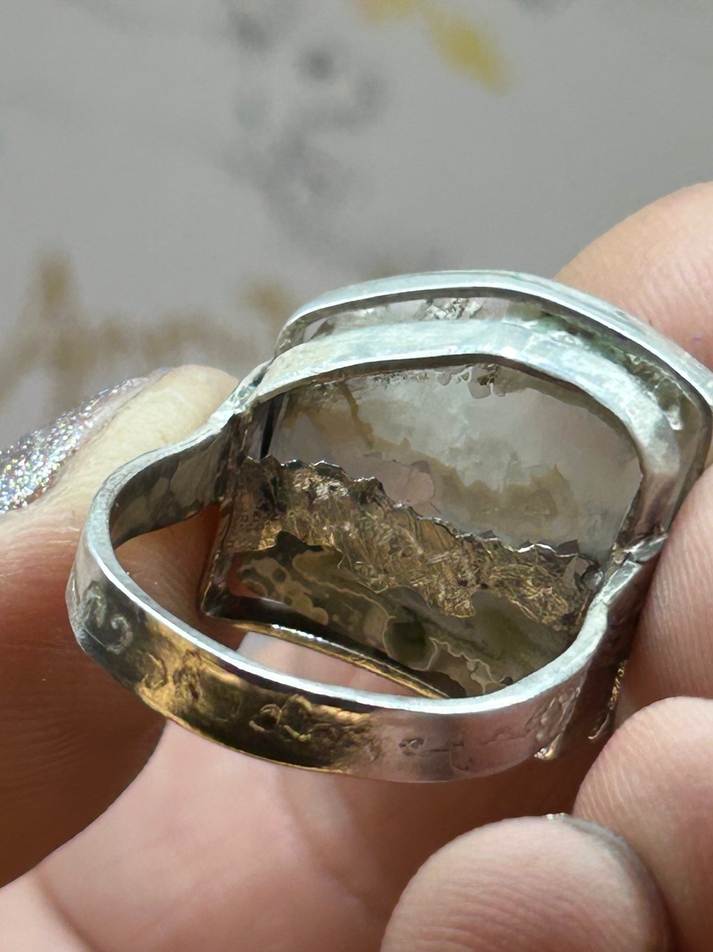 'Cresting Wave' Ocean Jasper Silver Ring