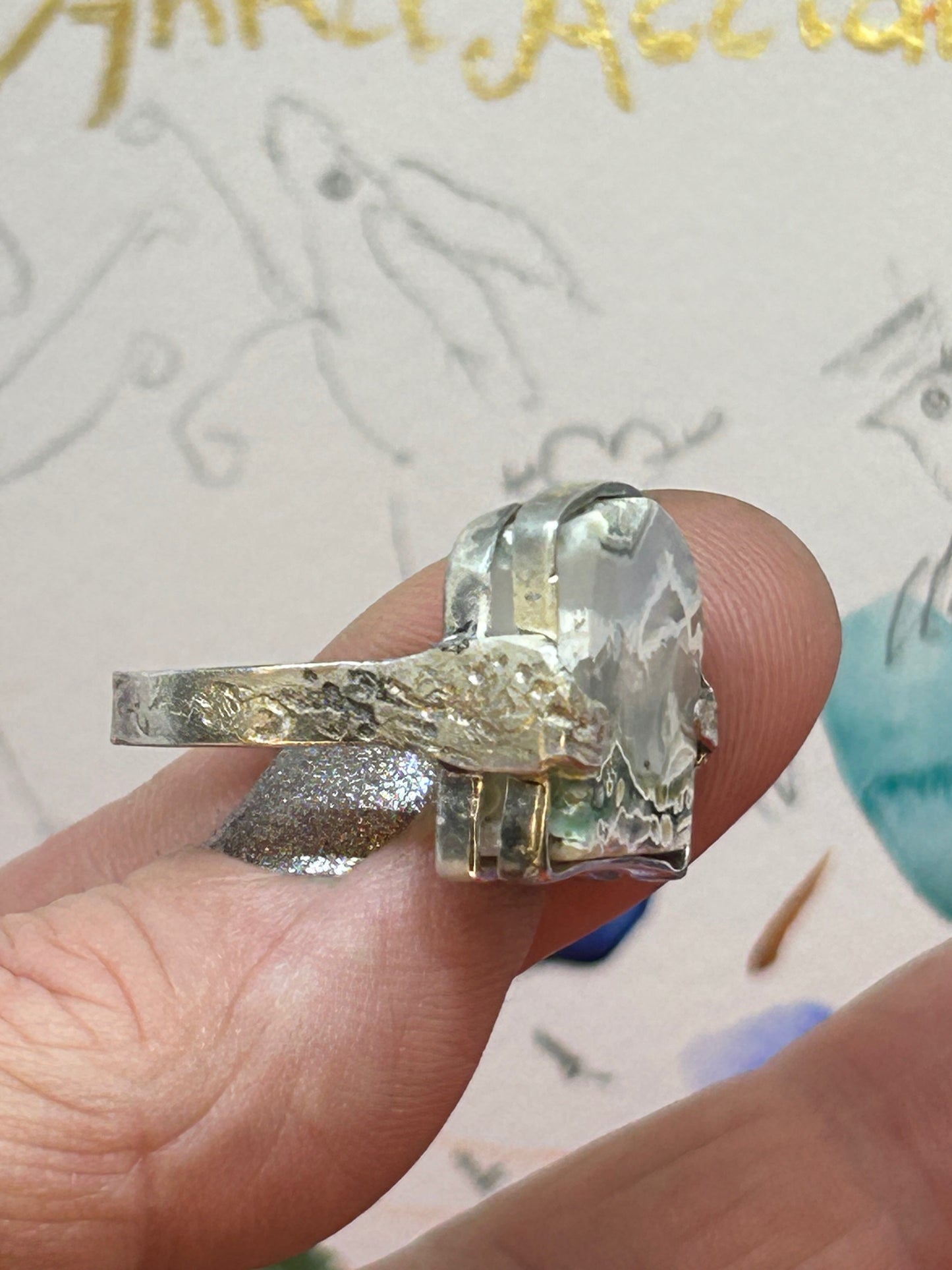 'Cresting Wave' Ocean Jasper Silver Ring