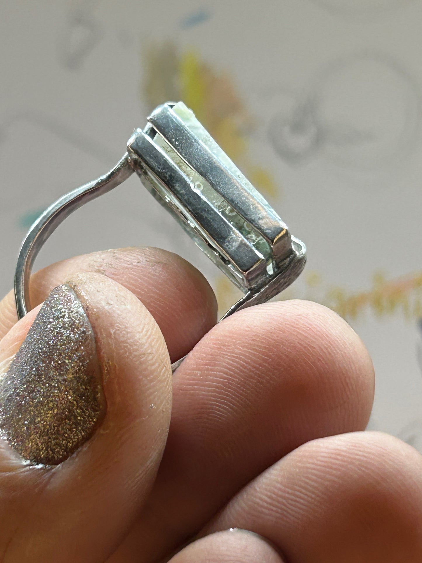 'Cresting Wave' Ocean Jasper Silver Ring