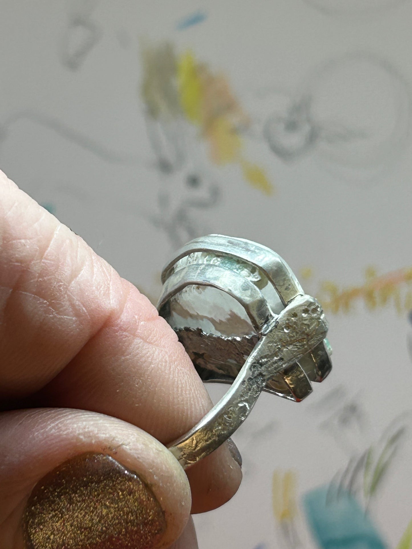 'Cresting Wave' Ocean Jasper Silver Ring
