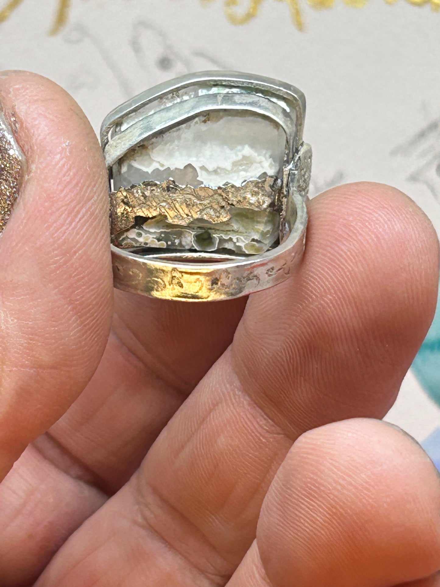 'Cresting Wave' Ocean Jasper Silver Ring