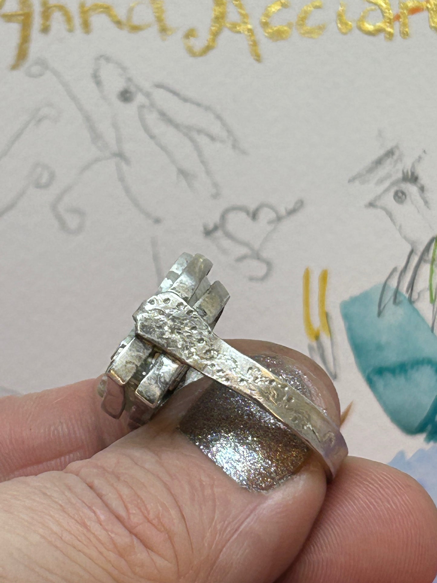 'Cresting Wave' Ocean Jasper Silver Ring