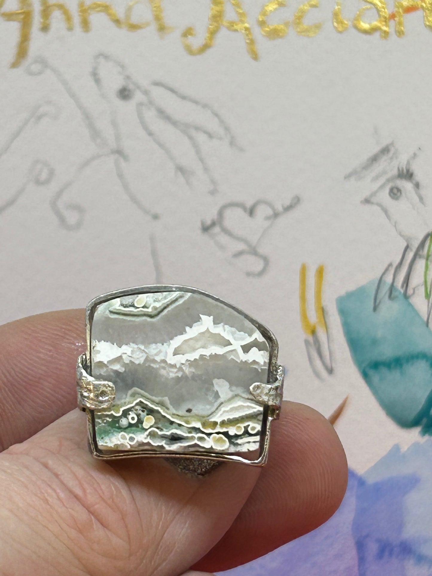 'Cresting Wave' Ocean Jasper Silver Ring
