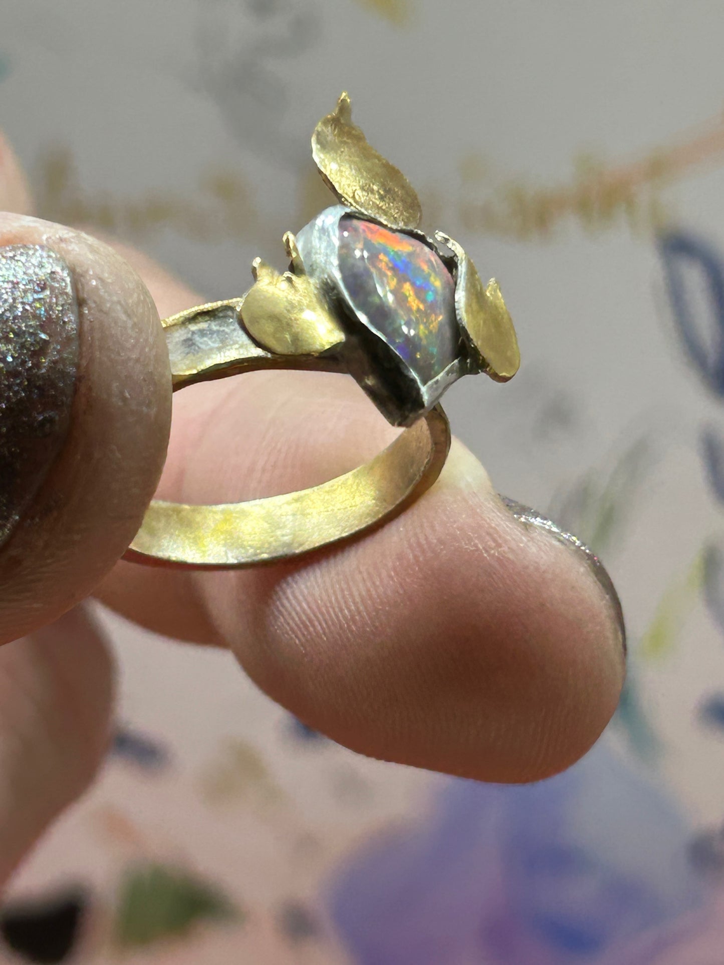 Flaming Heart Opal Ring