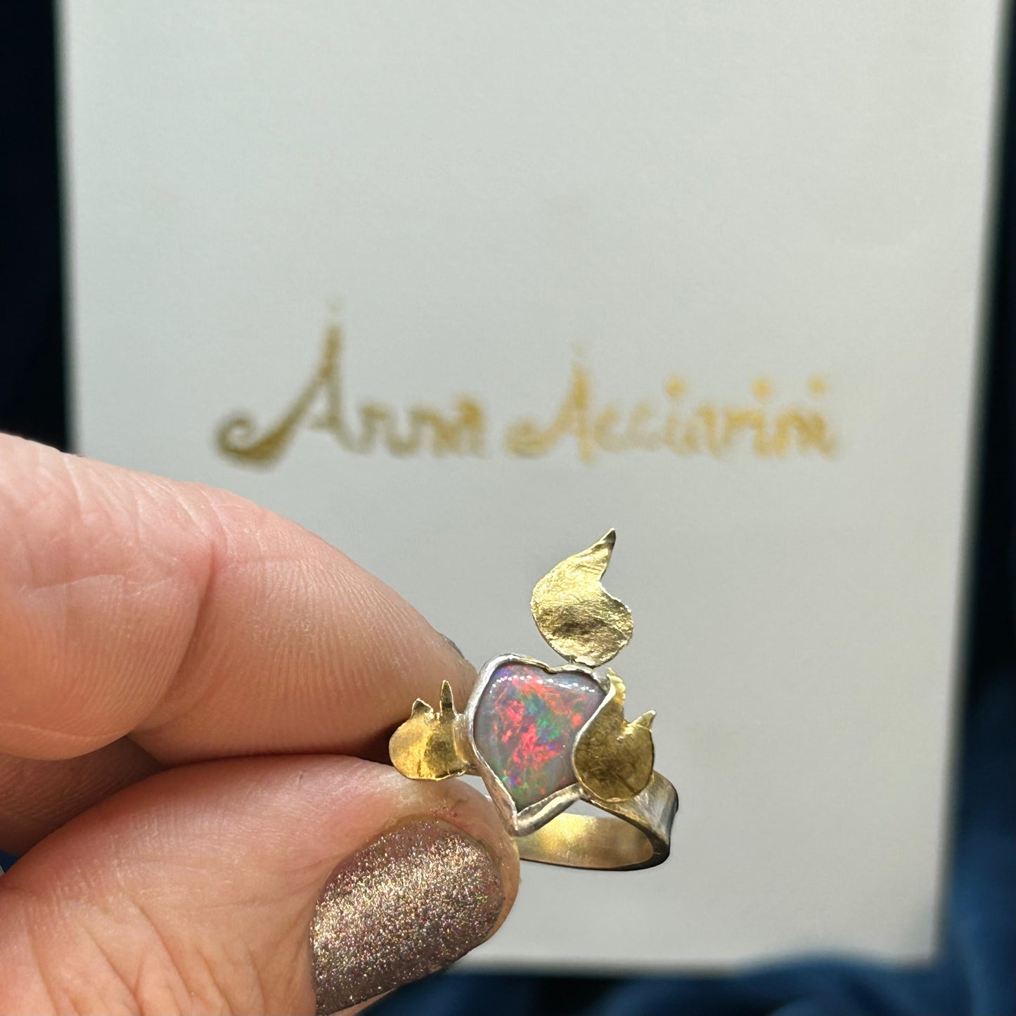 Flaming Heart Opal Ring