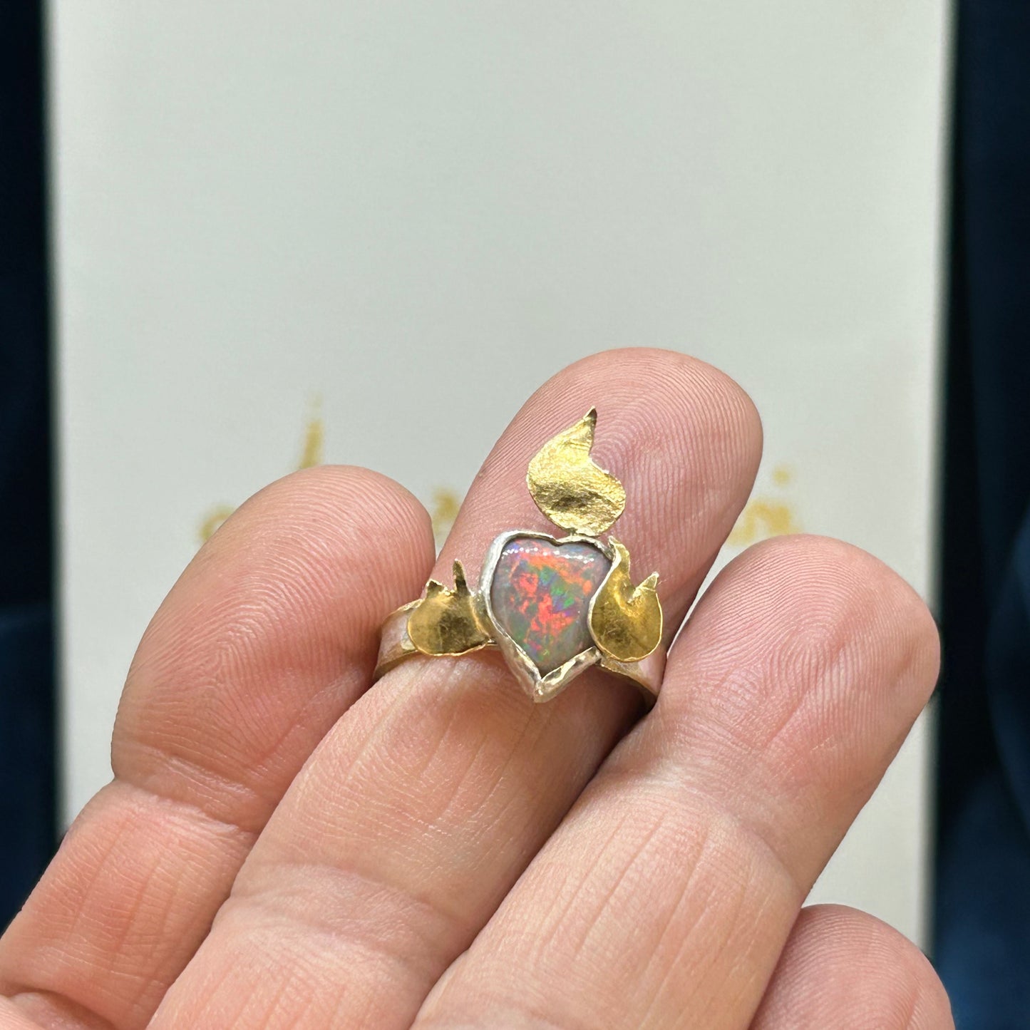 Flaming Heart Opal Ring