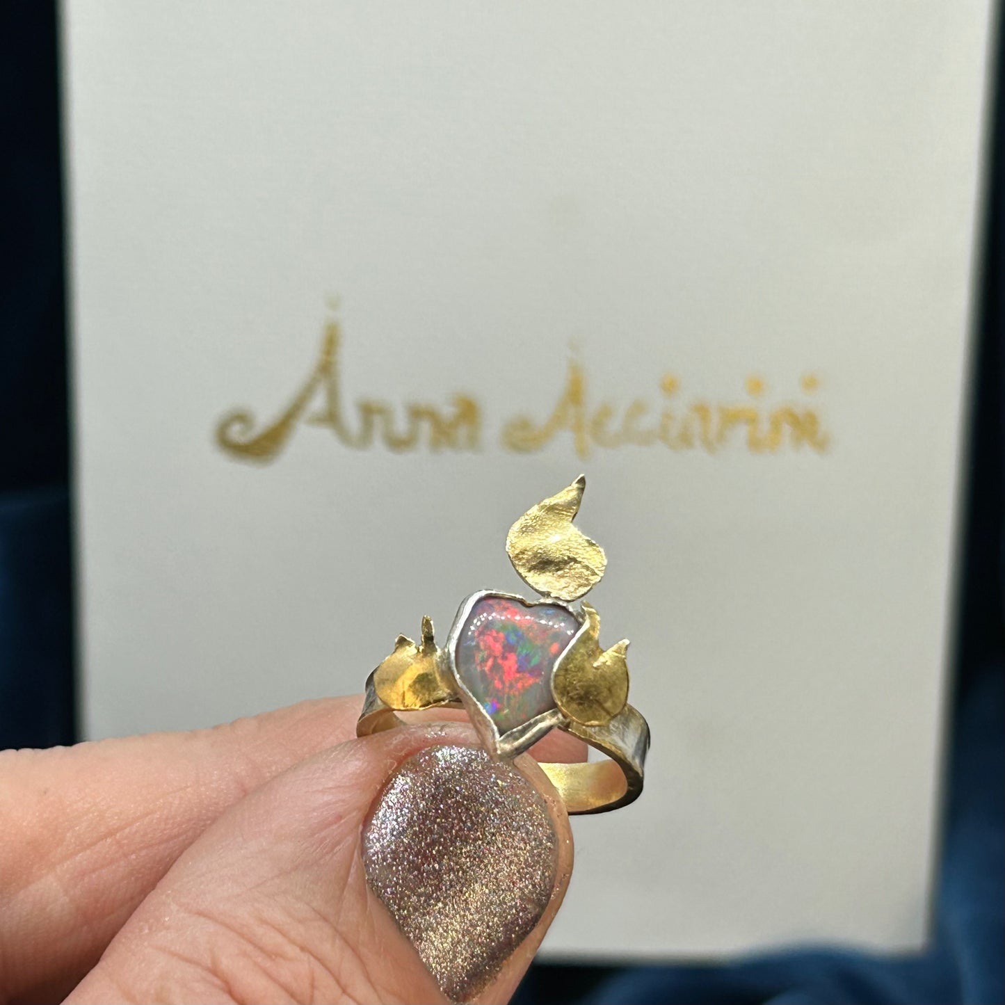 Flaming Heart Opal Ring