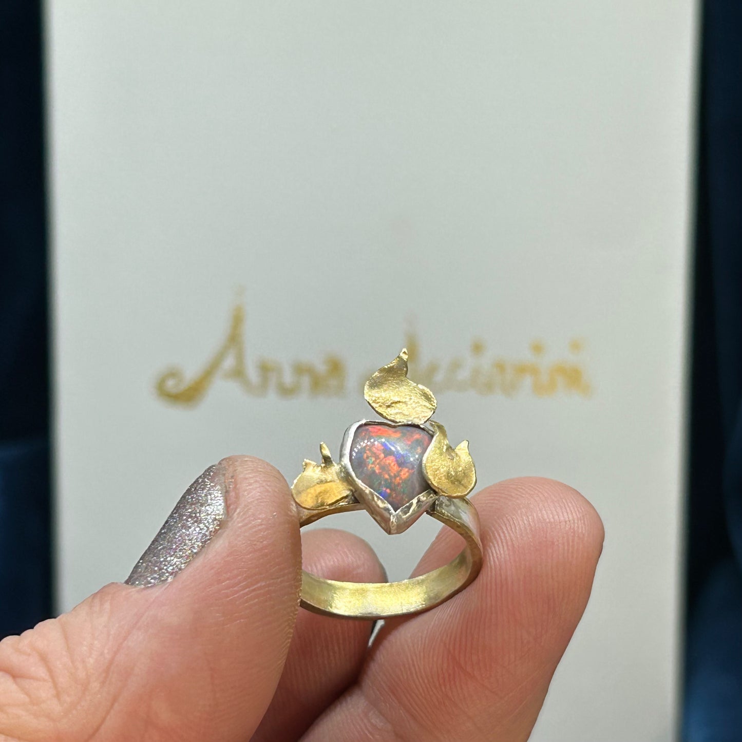 Flaming Heart Opal Ring