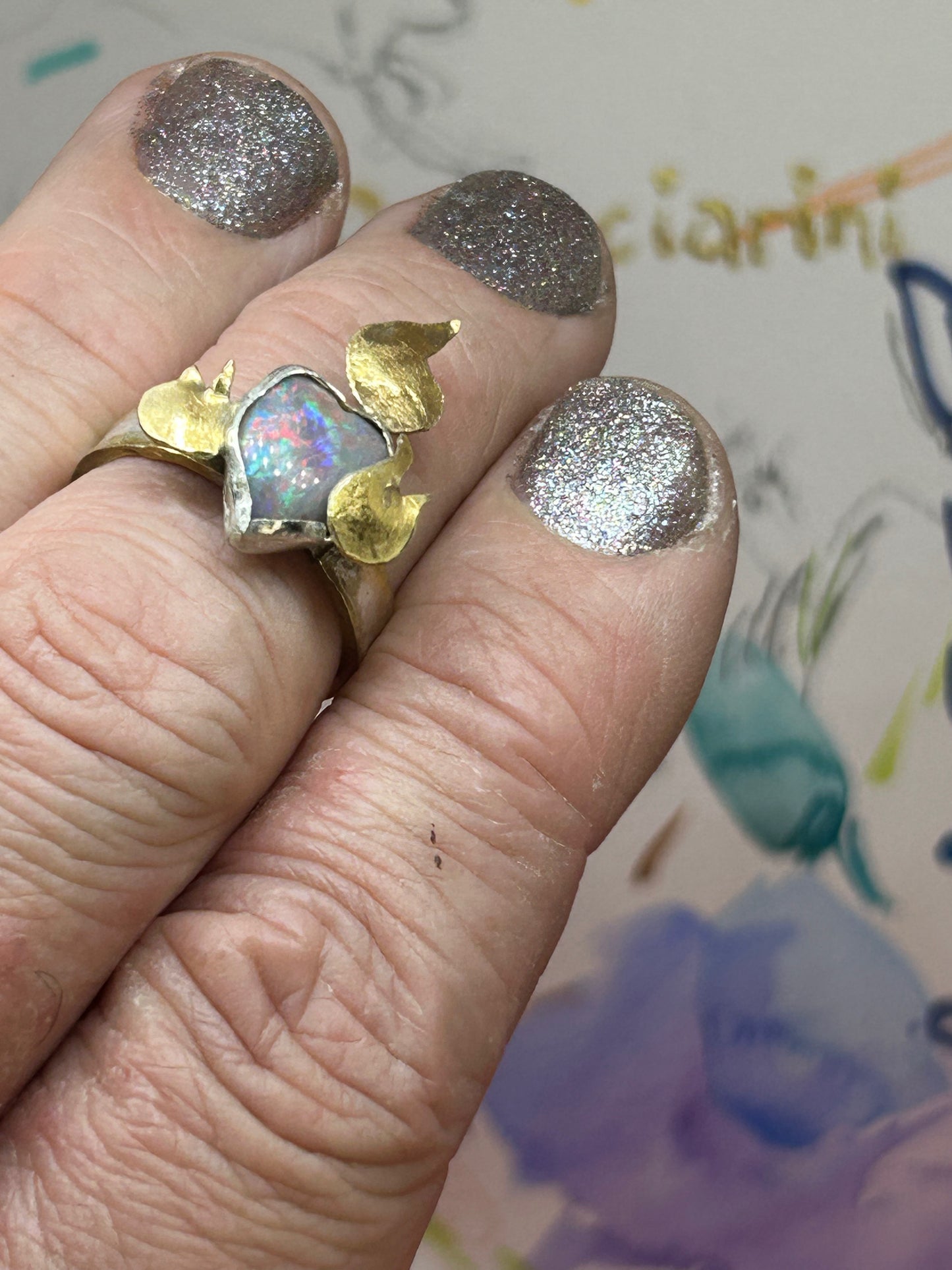 Flaming Heart Opal Ring