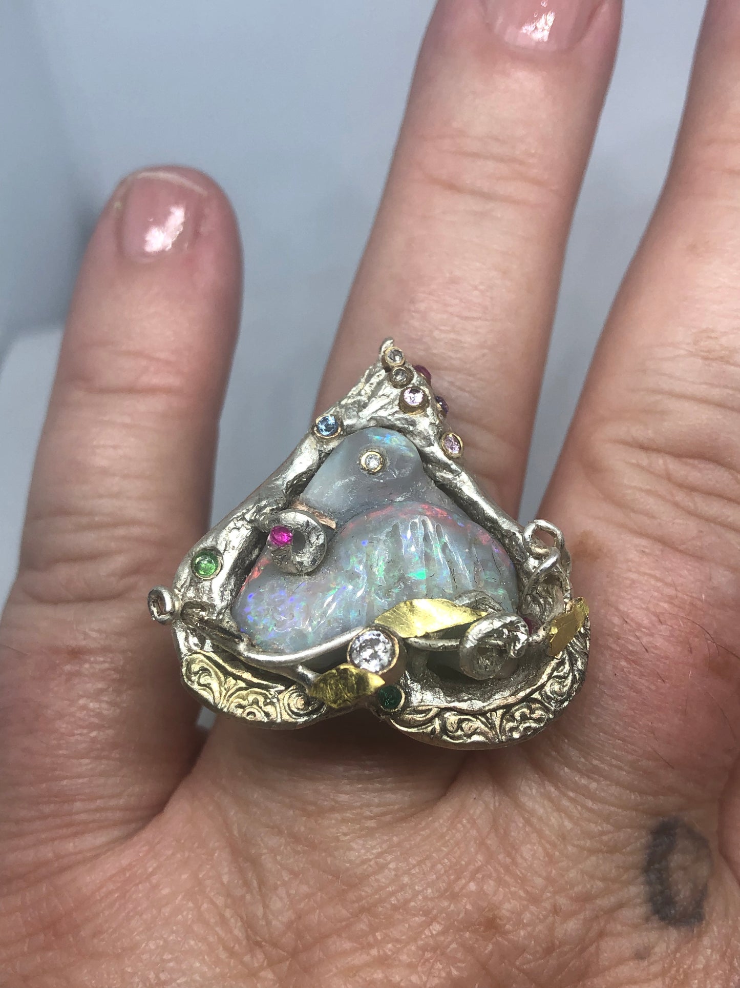 Sleeping Grey Opal bird