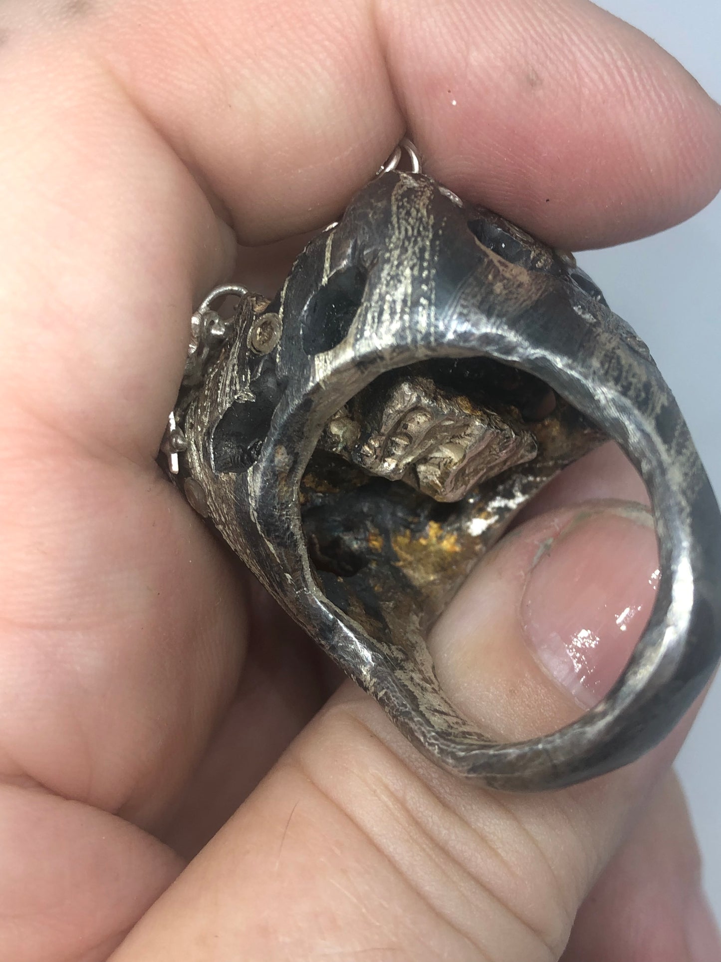 Opal Carved Bird taking a bath