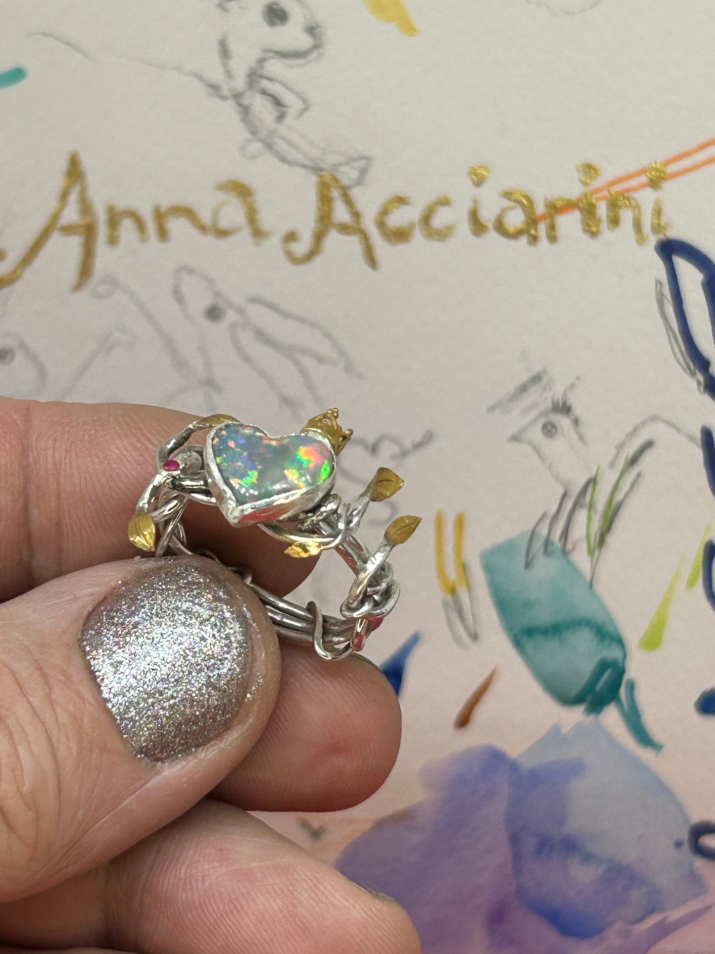 Queen of Hearts, Opal vine ring