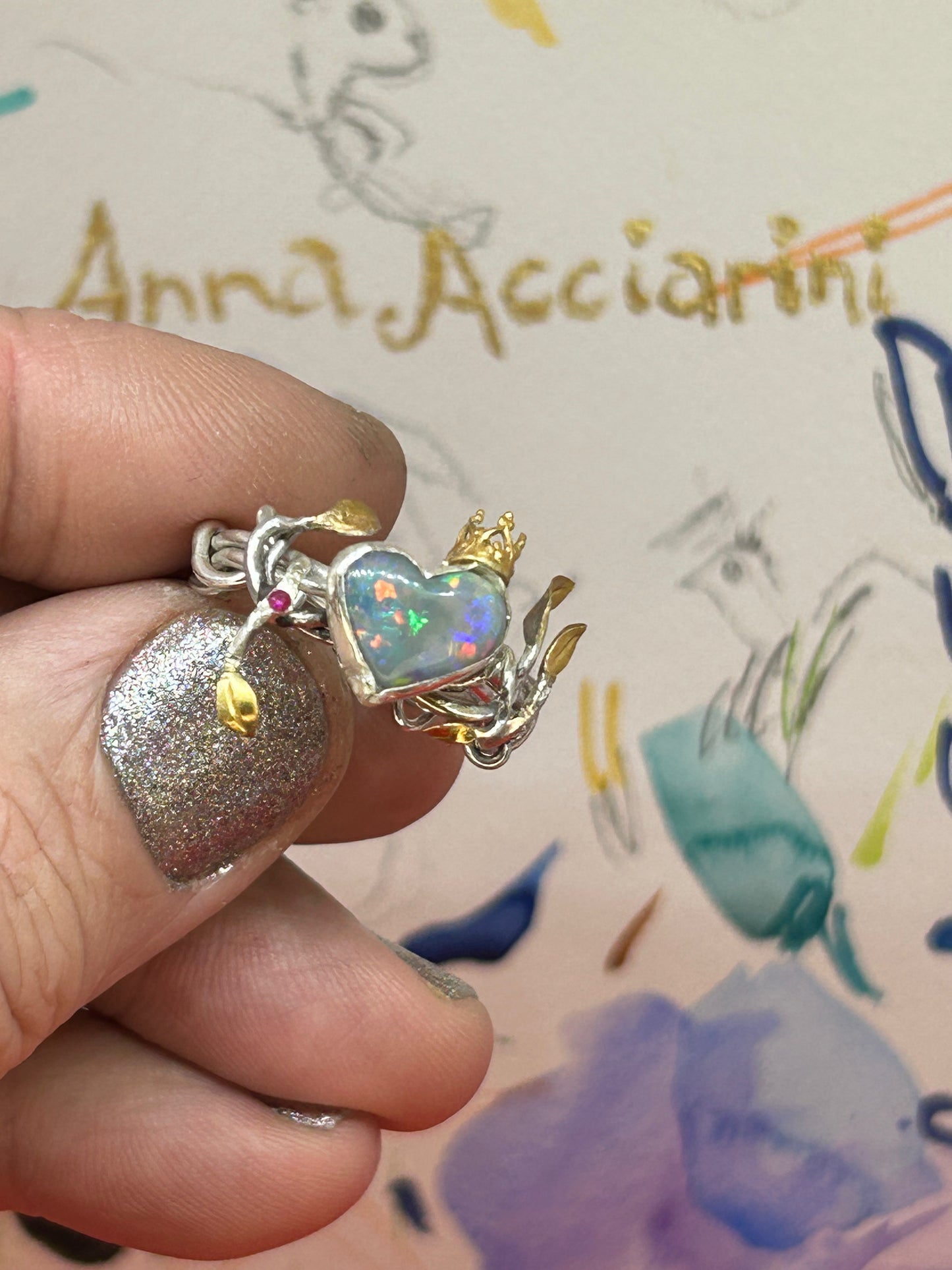 Queen of Hearts, Opal vine ring