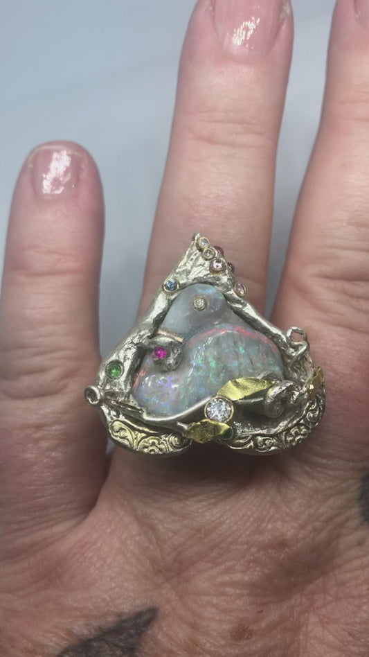 Sleeping Grey Opal bird