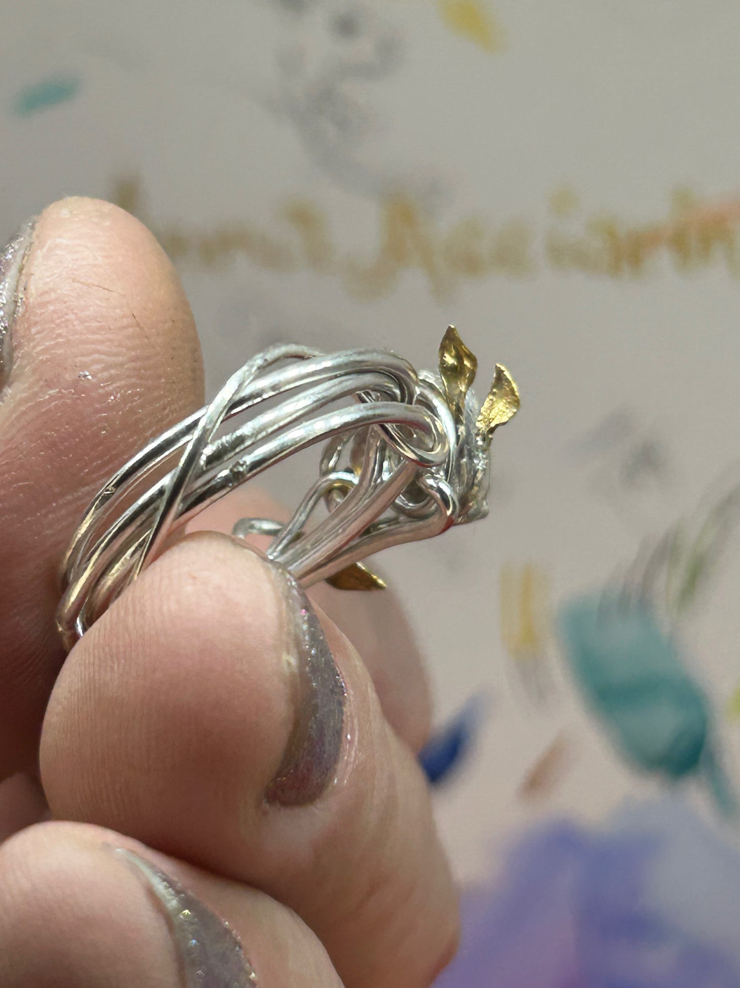 Opal sweetheart vine ring